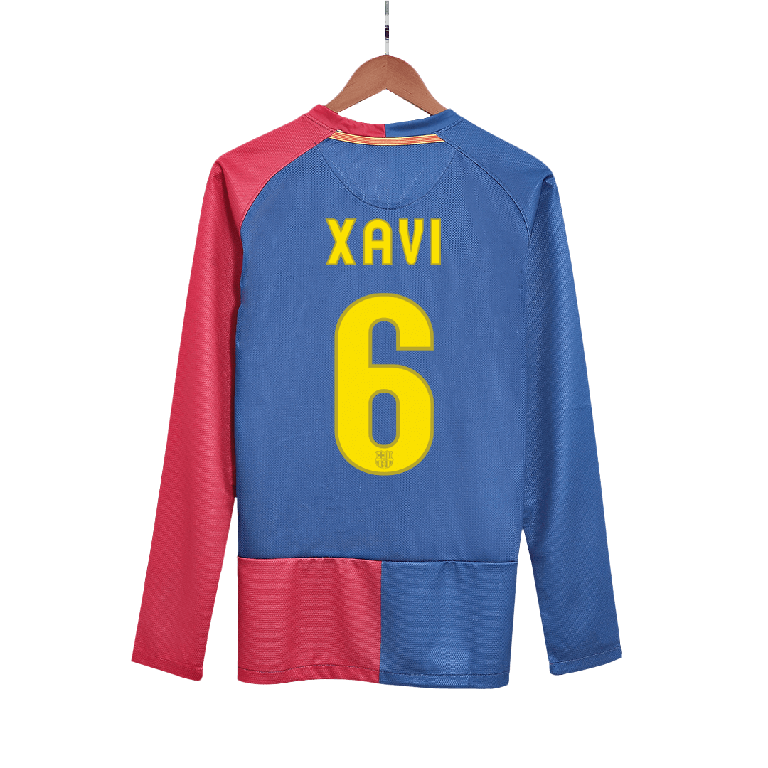 XAVI #6 Barcelona Retro Jersey Home 2008/09 UCL Final Long Sleeve Football Shirt