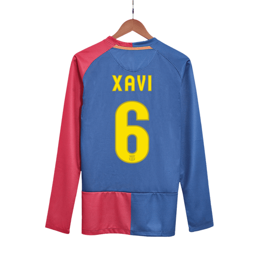 XAVI #6 Barcelona Retro Jersey Home 2008/09 UCL Final Long Sleeve Football Shirt