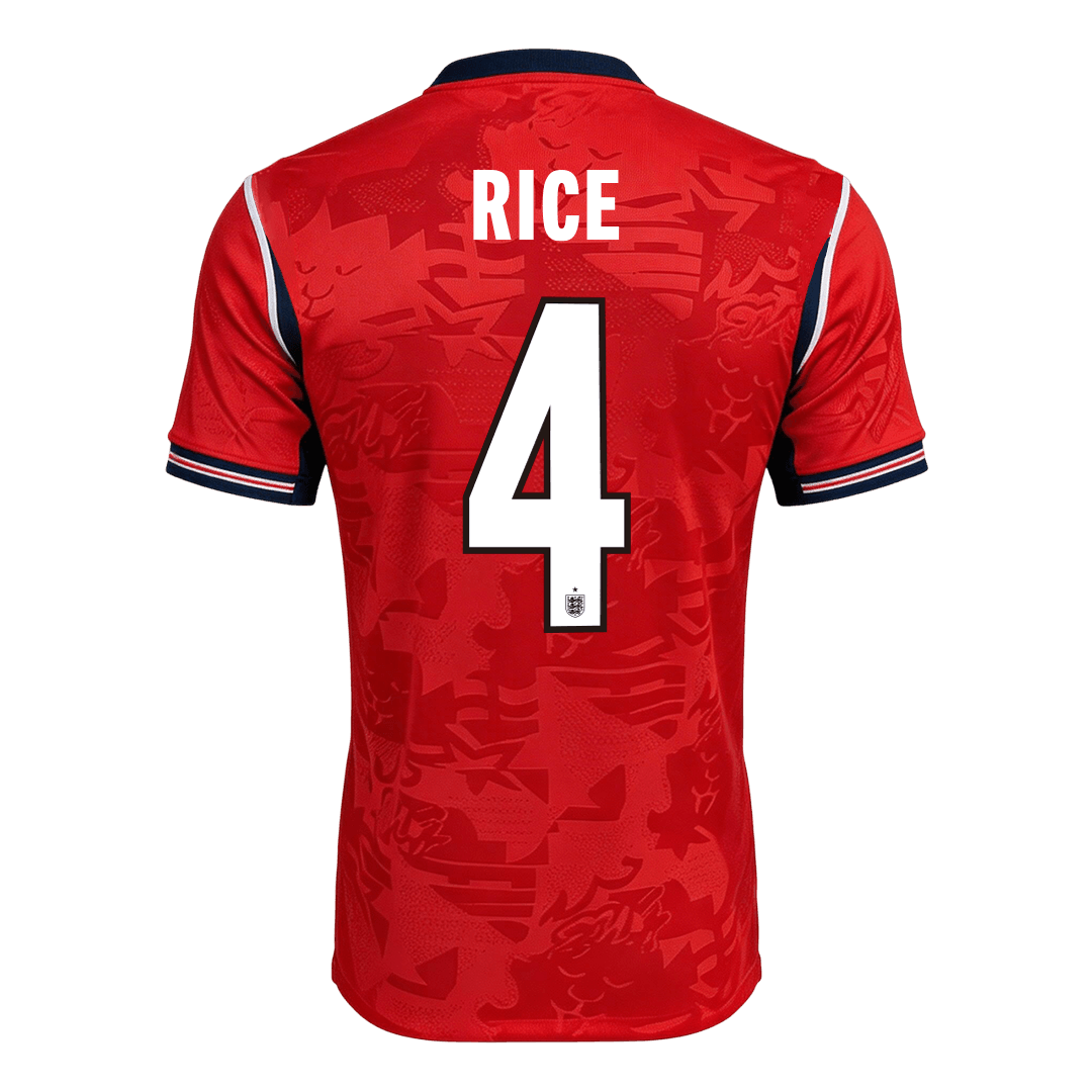 Versão do Jogador RICE #4 England Fora Copa do Mundo Futebol Camisas 2026 Vermelho
