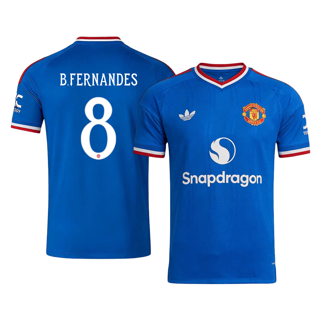 B. FERNANDES #8 Manchester United Fora Camisa 2026/27 Azul UCL