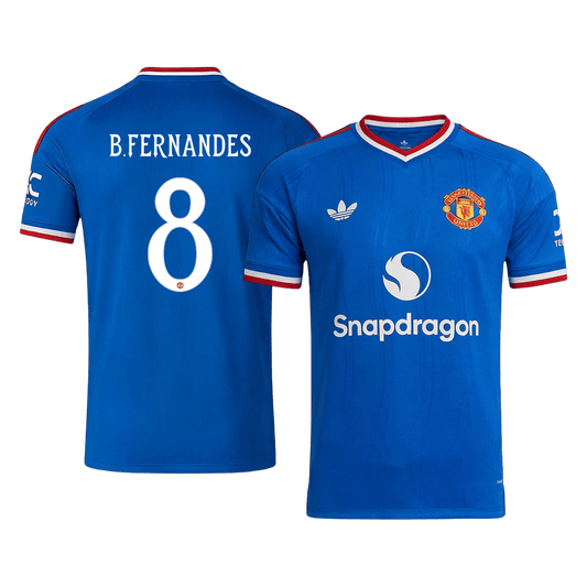 B. FERNANDES #8 Manchester United Fora Camisa 2026/27 Azul UCL