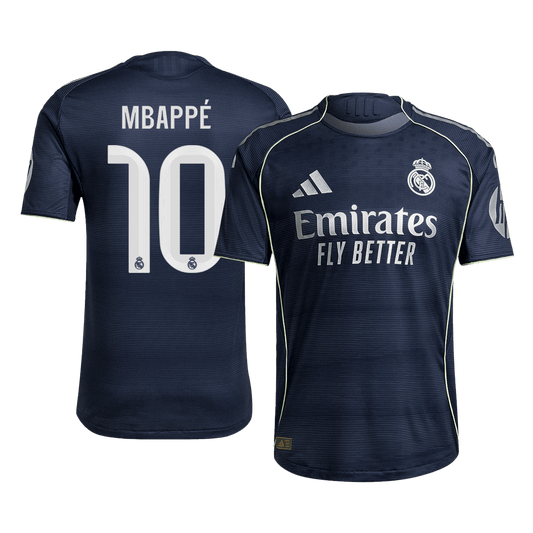Autêntico MBAPPÉ #10 Real Madrid Fora Futebol Camisas 2025/26 Marinha