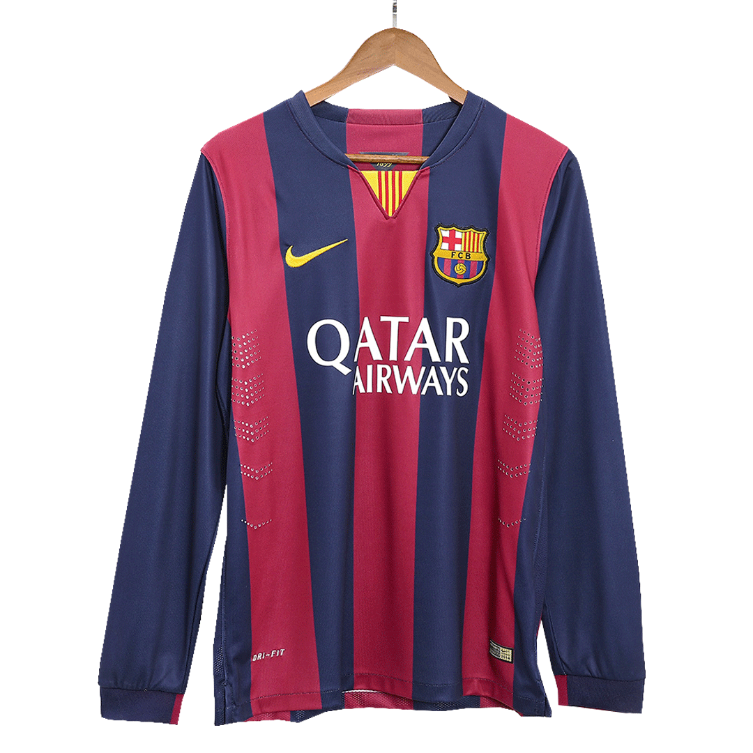 MESSI #10 Barcelona Retro Jersey Home Long Sleeve Soccer Shirt 2014/15