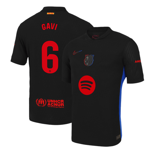 Camisola de futebol GAVI #6 autêntica do Barcelona, camisola alternativa 2024/25, logótipo do Spotify sem texto