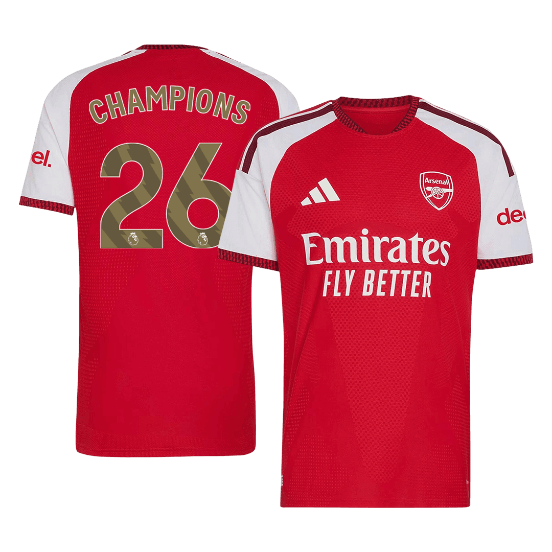 Versão do Jogador CHAMPIONS #26 Arsenal Casa Futebol Camisas 2026/27 Vermelho - camisola de futebol para adeptos