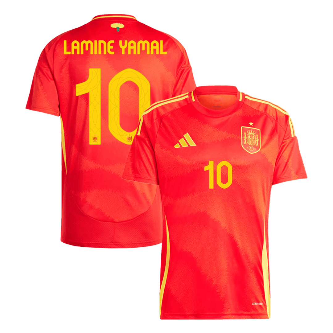 Spain Custom Jersey LAMINE YAMAL #10 Home Football Shirt 2024