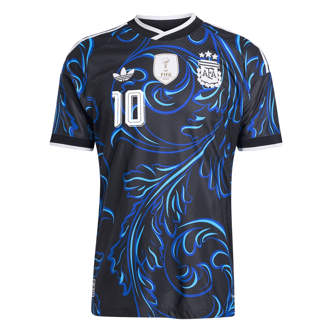 Versão do Jogador MESSI #10 Argentina Fora Copa do Mundo Futebol Camisas 2026 Preto