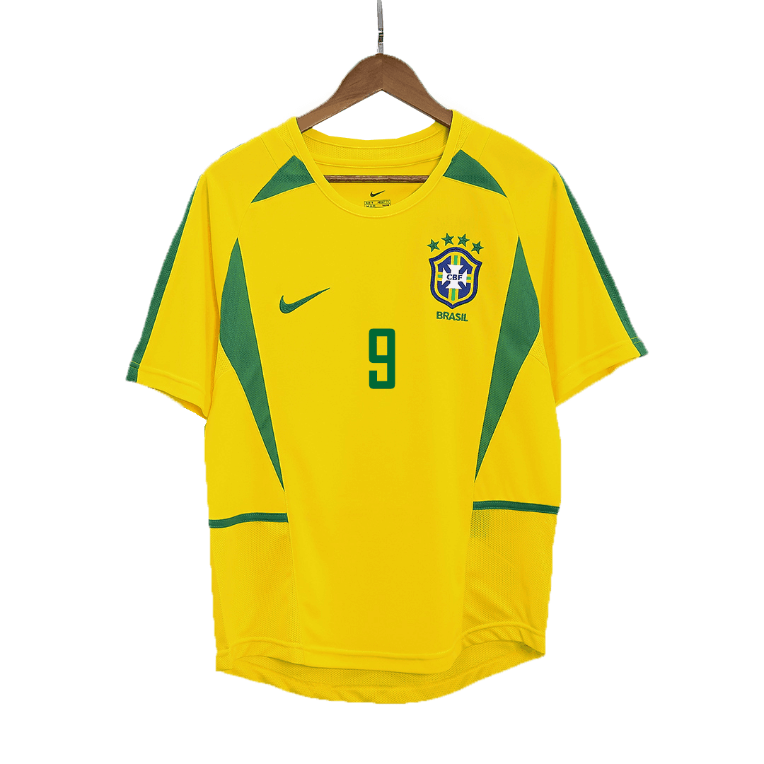 Camisola de futebol retro do Brasil #9 do RONALDO 2002/03