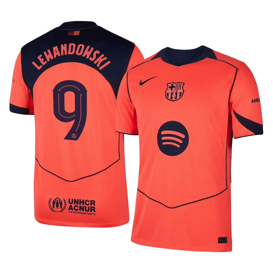 LEWANDOWSKI #9 Barcelona Fora Terceira Camisa 2025/26 UCL