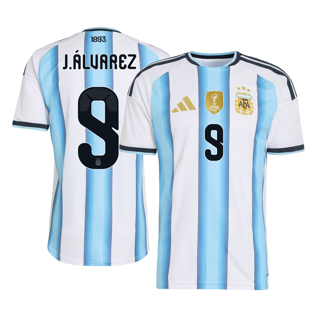 Versão do Jogador J.ÁLVAREZ #9 Argentina Casa World Cup Futebol Camisas 2026