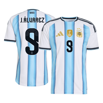 Versão do Jogador J.ÁLVAREZ #9 Argentina Casa World Cup Futebol Camisas 2026