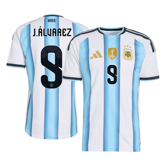 Versão do Jogador J.ÁLVAREZ #9 Argentina Casa World Cup Futebol Camisas 2026