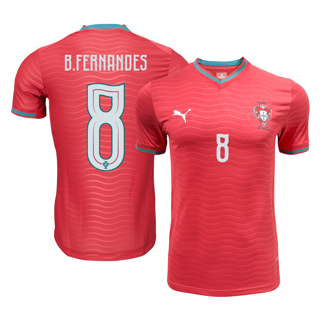 Versão do Jogador B.FERNANDES #8 Portugal Casa World Cup Futebol Camisas 2026 Vermelho