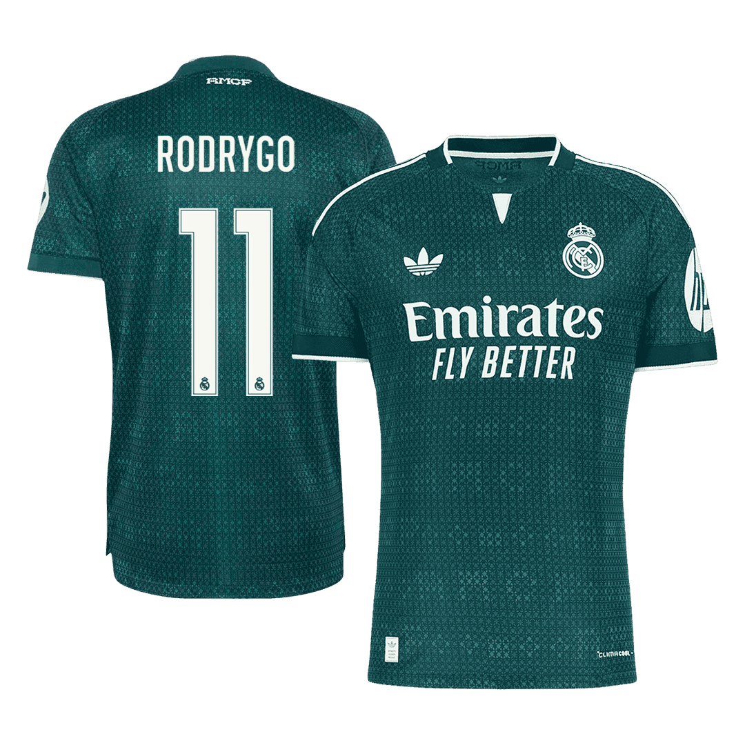 Versão do Jogador RODRYGO #11 Real Madrid Fora Futebol Camisas 2026/27 Verde