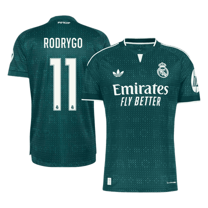 Versão do Jogador RODRYGO #11 Real Madrid Fora Futebol Camisas 2026/27 Verde