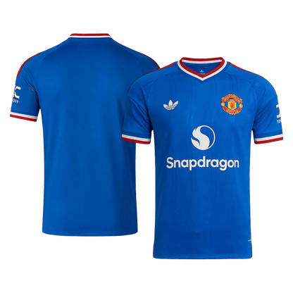 Versão do Jogador Manchester United Fora Futebol Camisas 2026/27 Azul - camisola de futebol para adeptos em
