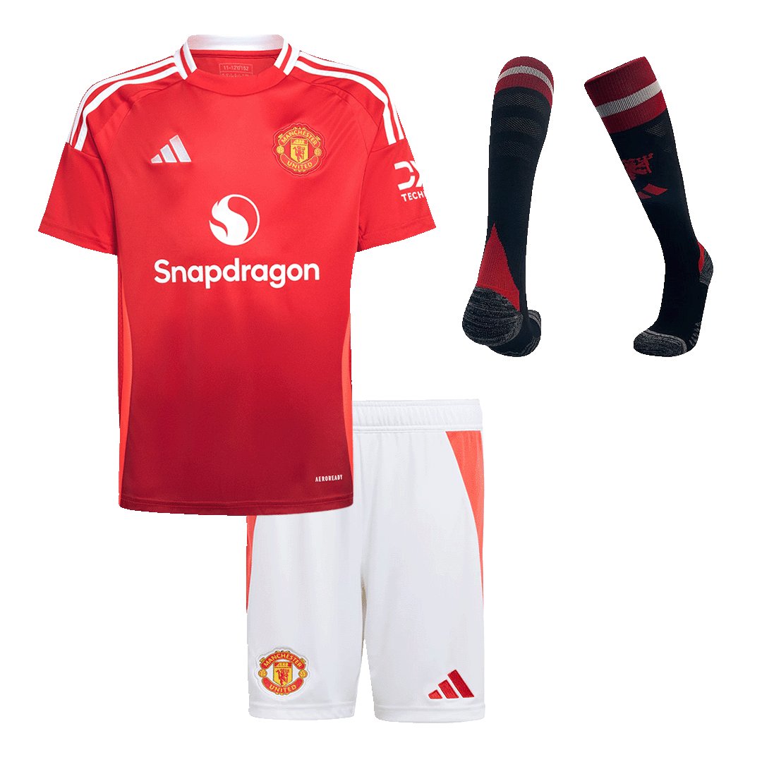 Kid's Manchester United Home Football Shirt Kit (Shirt+Shorts+Socks) 2024/25 Football Kit UK