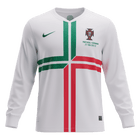 Retrô Portugal Fora Manga Longa Camisa 2012 Branco