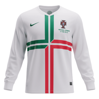 Retrô Portugal Fora Manga Longa Camisa 2012 Branco