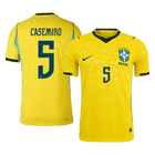 Versão do Jogador CASEMIRO #5 Brazil Casa Copa do Mundo Futebol Camisas 2026 Amarelo