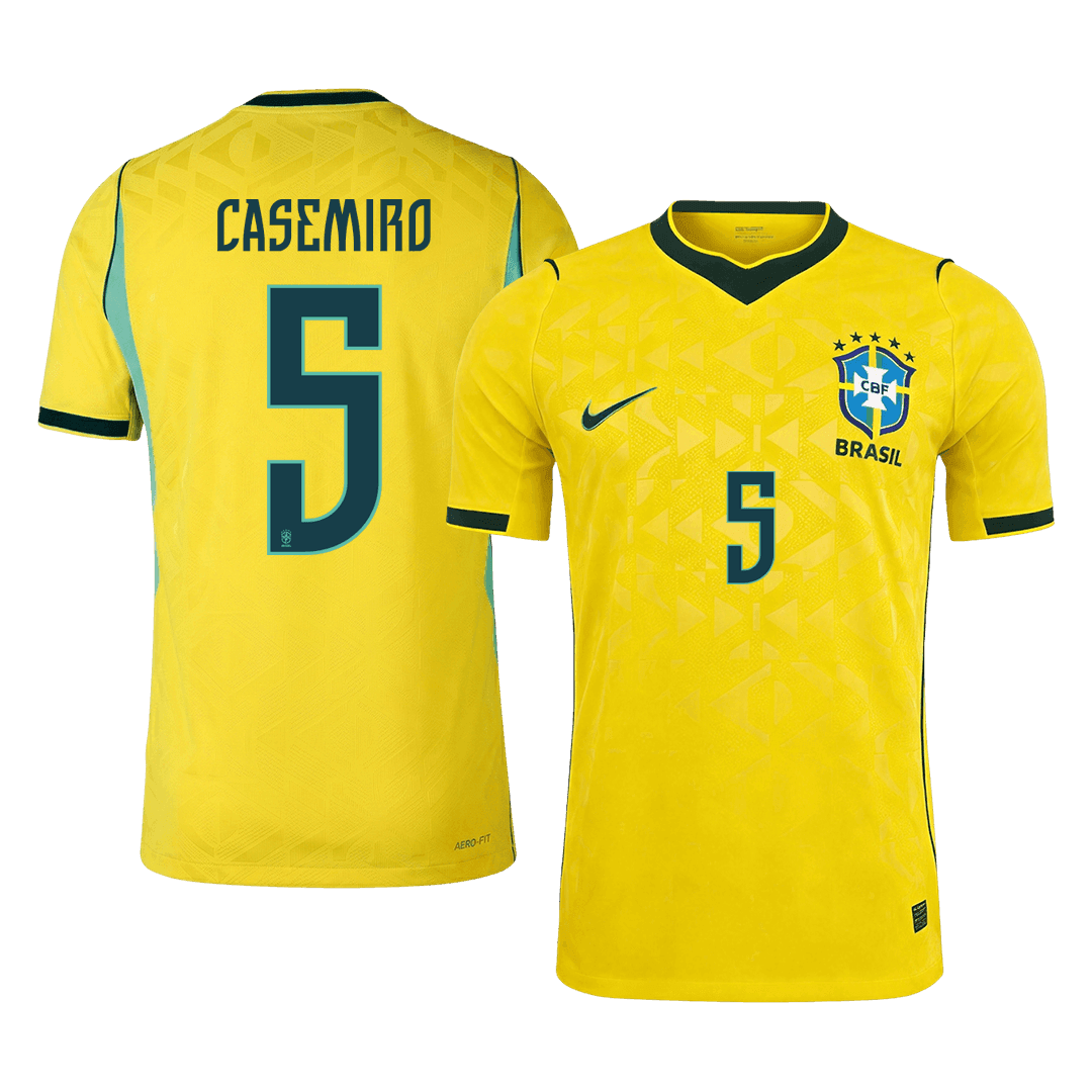 Versão do Jogador CASEMIRO #5 Brazil Casa Copa do Mundo Futebol Camisas 2026 Amarelo