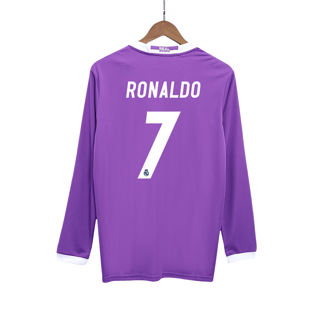 Camisola de futebol de manga comprida RONALDO #7 Real Madrid Retro Jersey Away 2016/17