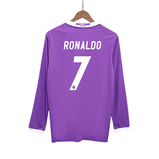 RONALDO #7 Real Madrid Retro Jersey Away 2016/17 Long Sleeve Football Shirt