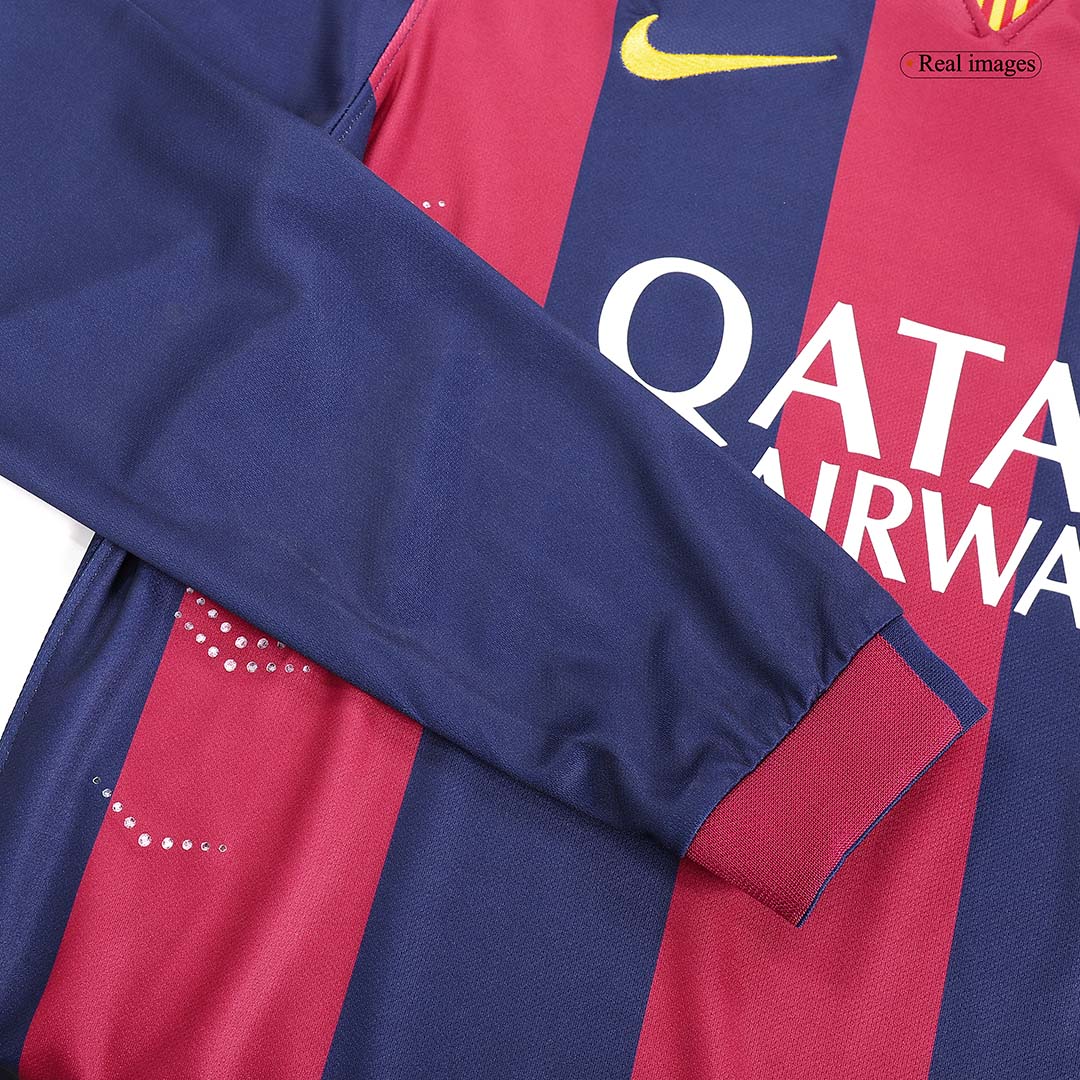 Camisola de futebol retro NEYMAR JR #11 Barcelona Home manga comprida 2014/15