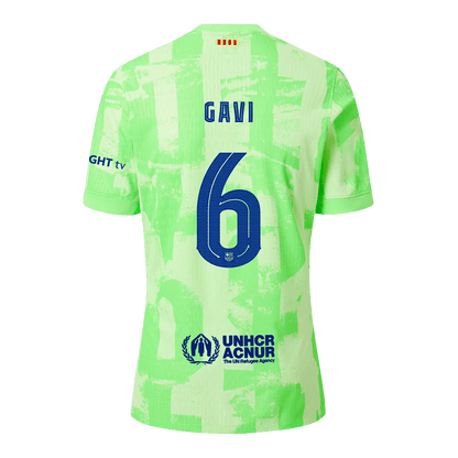 Camiseta de fútbol auténtica del Barcelona GAVI #6, camiseta de visitante 2024/25, logotipo de Spotify de la UCL sin texto