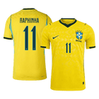 Versão do Jogador RAPHINHA #11 Brazil Casa Copa do Mundo Futebol Camisas 2026 Amarelo