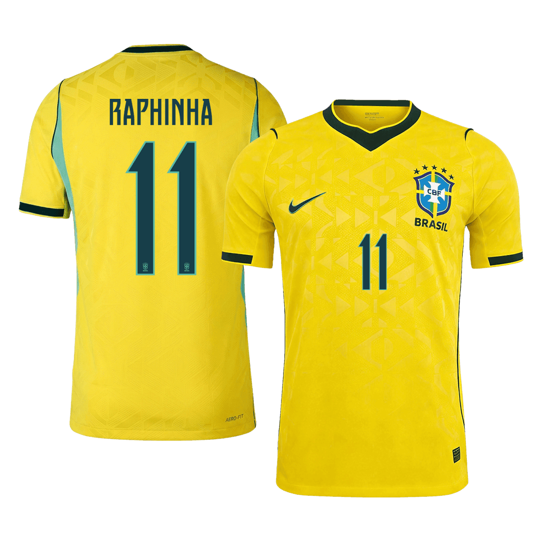 Versão do Jogador RAPHINHA #11 Brazil Casa Copa do Mundo Futebol Camisas 2026 Amarelo