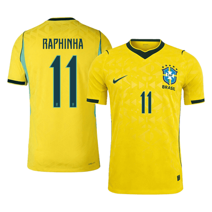 Versão do Jogador RAPHINHA #11 Brazil Casa Copa do Mundo Futebol Camisas 2026 Amarelo