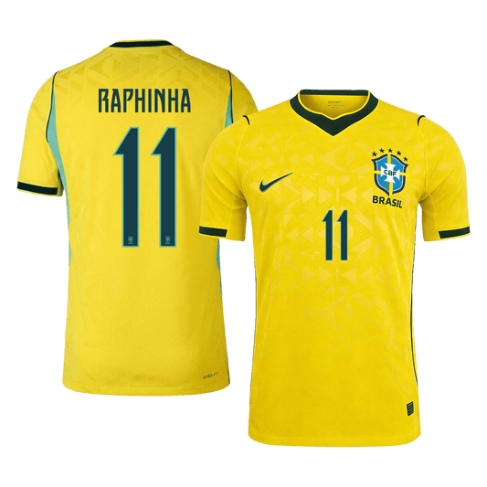Versão do Jogador RAPHINHA #11 Brazil Casa Copa do Mundo Futebol Camisas 2026 Amarelo