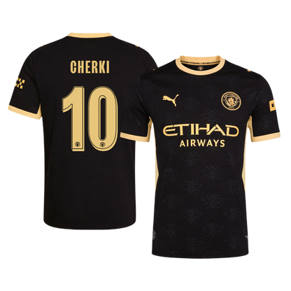 Versão do Jogador CHERKI #10 Manchester City Fora Futebol Camisas 2026/27 Preto - UCL