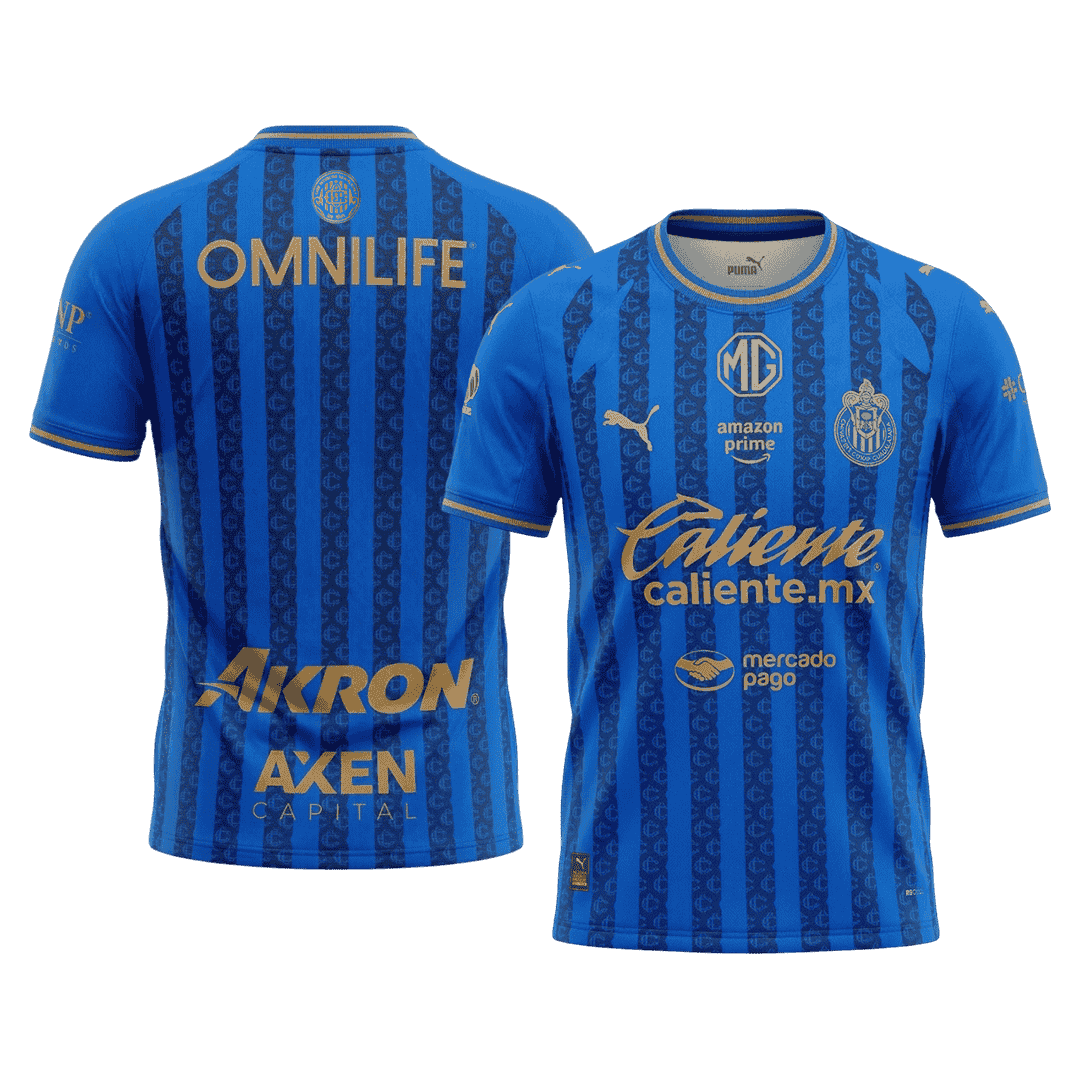 Versão do Jogador Chivas Terceira Futebol Camisas 2025/26 Azul