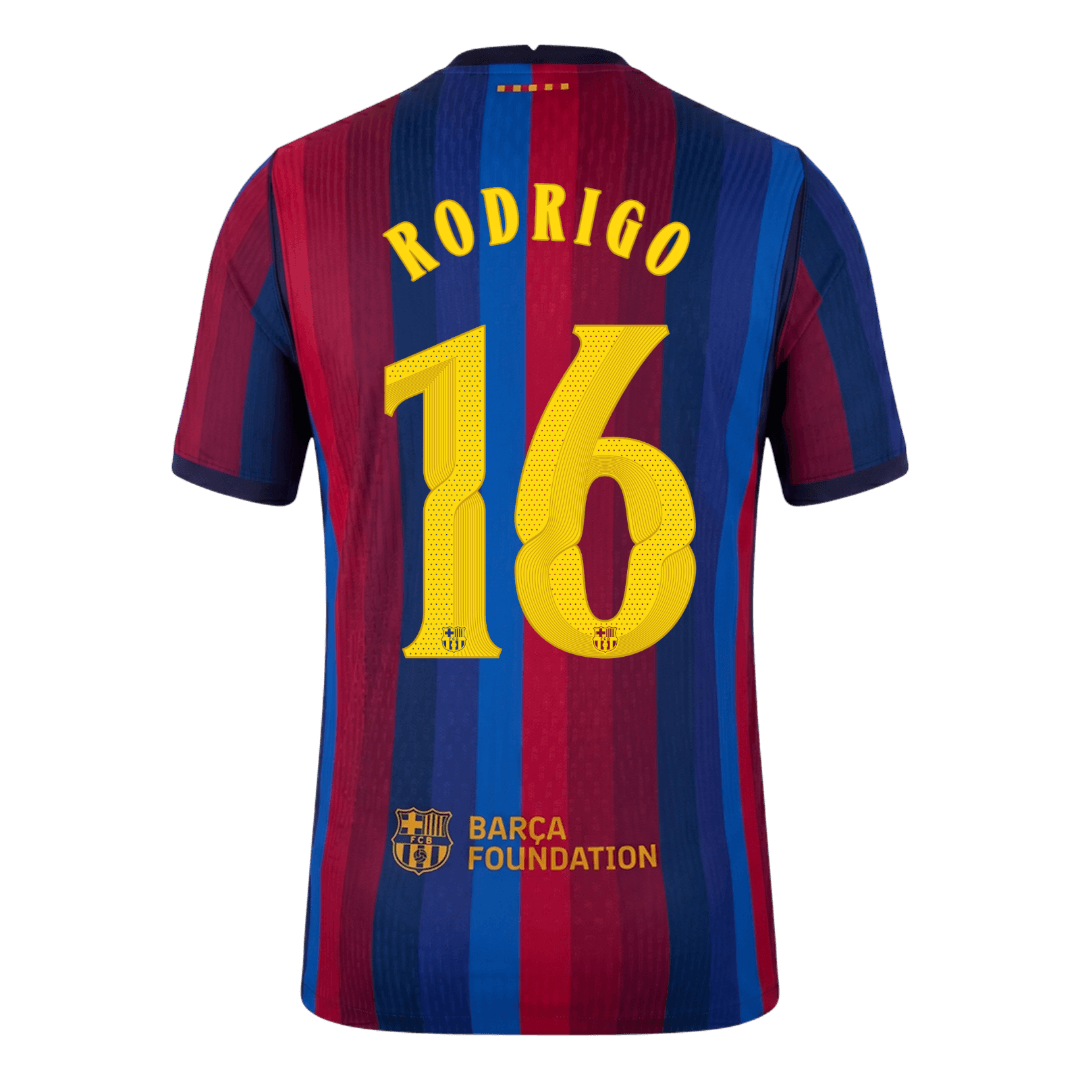 Versão do Jogador RODRIGO #16 Barcelona Casa Futebol Camisas 2026/27 - UCL