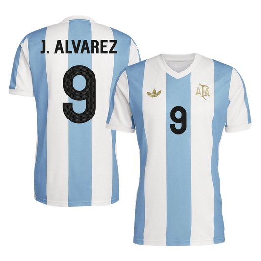 J.ALVAREZ #9 Argentina Camisola de futebol personalizada 2024 50th anivers¨¢rio