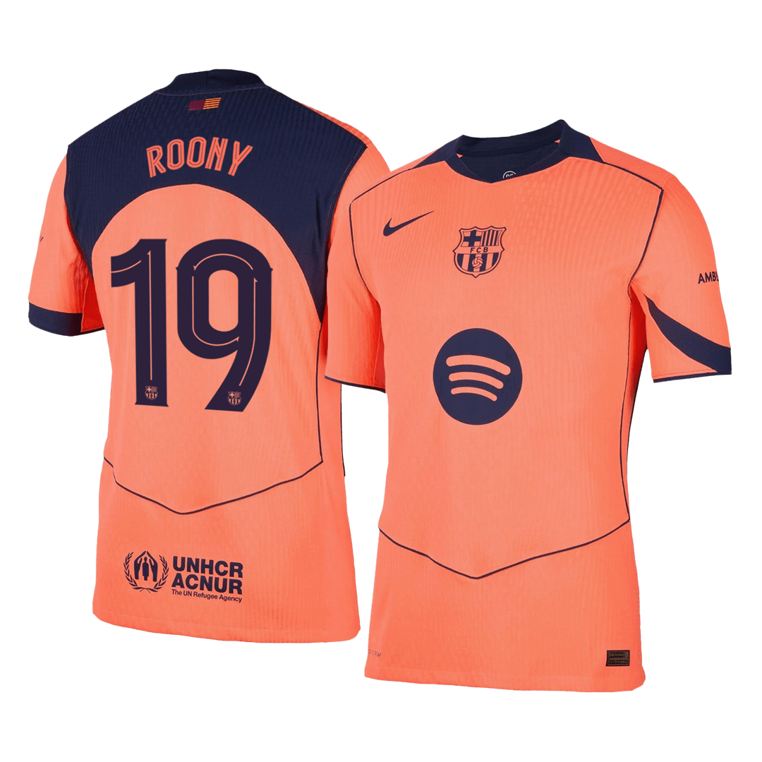 Autêntico ROONY #19 Barcelona Fora Terceira UCL Futebol Camisas 2025/26