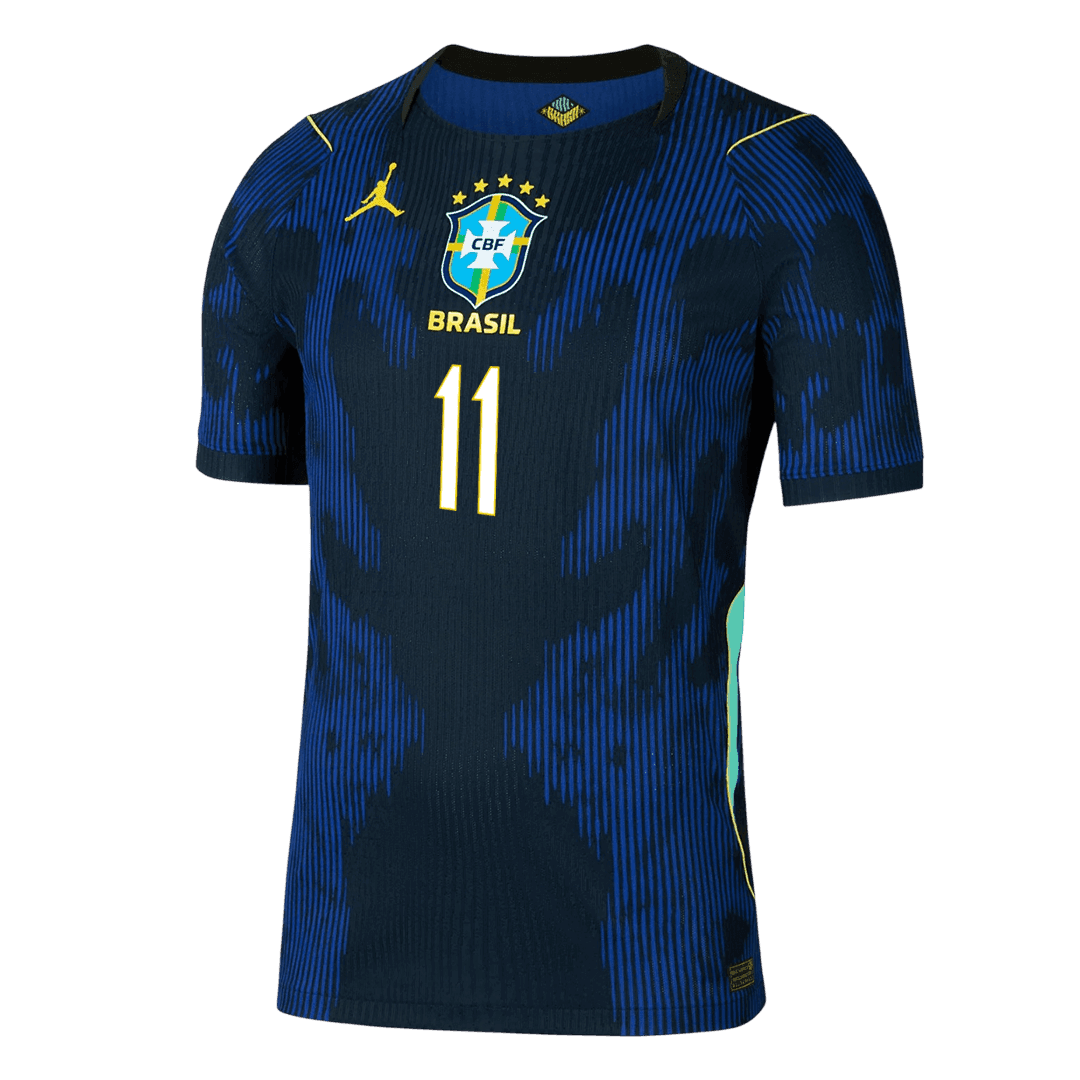 Versão do Jogador RAPHINHA #11 Brazil Fora Copa do Mundo Futebol Camisas 2026 Marinha