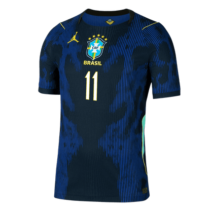 Versão do Jogador RAPHINHA #11 Brazil Fora Copa do Mundo Futebol Camisas 2026 Marinha
