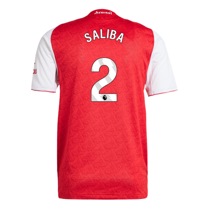 Autêntico SALIBA #2 Arsenal Casa Futebol Camisas 2025/26 Vermelho