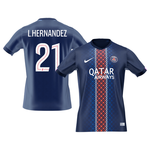 【Super Qualidade】L.HERNANDEZ #21 PSG
 Casa Futebol Camisa 2025/26 Marinha