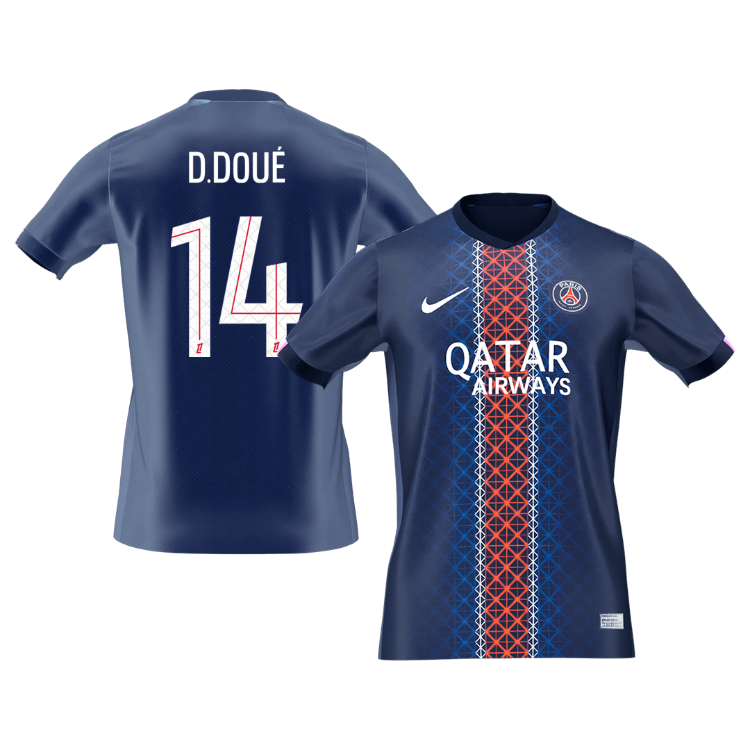 【Super Qualidade】D.DOUÉ #14 PSG
 Casa Futebol Camisa 2025/26 Marinha