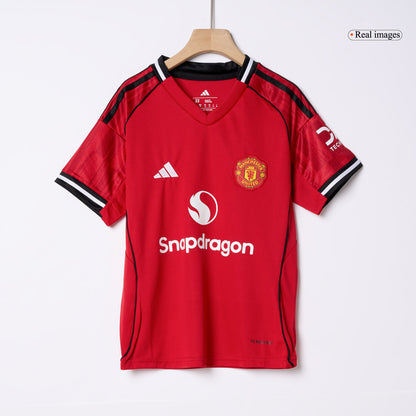 Manchester United Infantil Casa Conjunto (Camisa + Calção + Meias) 2025/26 Vermelho