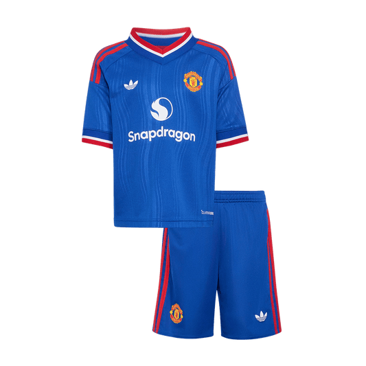 Manchester United Infantil 
 Fora Futebol Camisa 2026/27 Azul