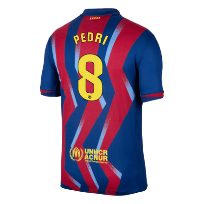 PEDRI #8 Barcelona Quarta Camisa 2025/26 Vermelho&Azul