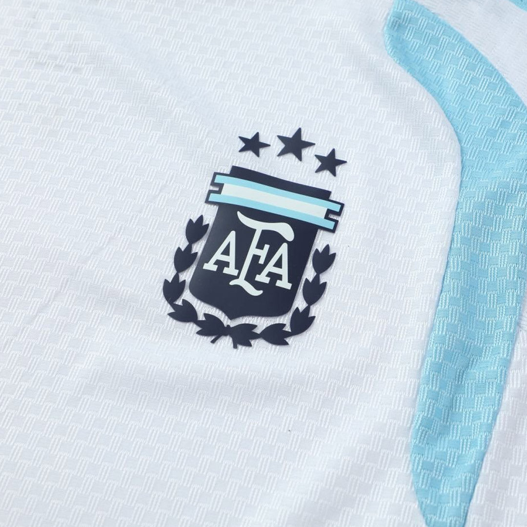Versão Do Jogador Argentina Copa do Mundo Camisa Conjunto(Camisa+Calções) 2026 Branco