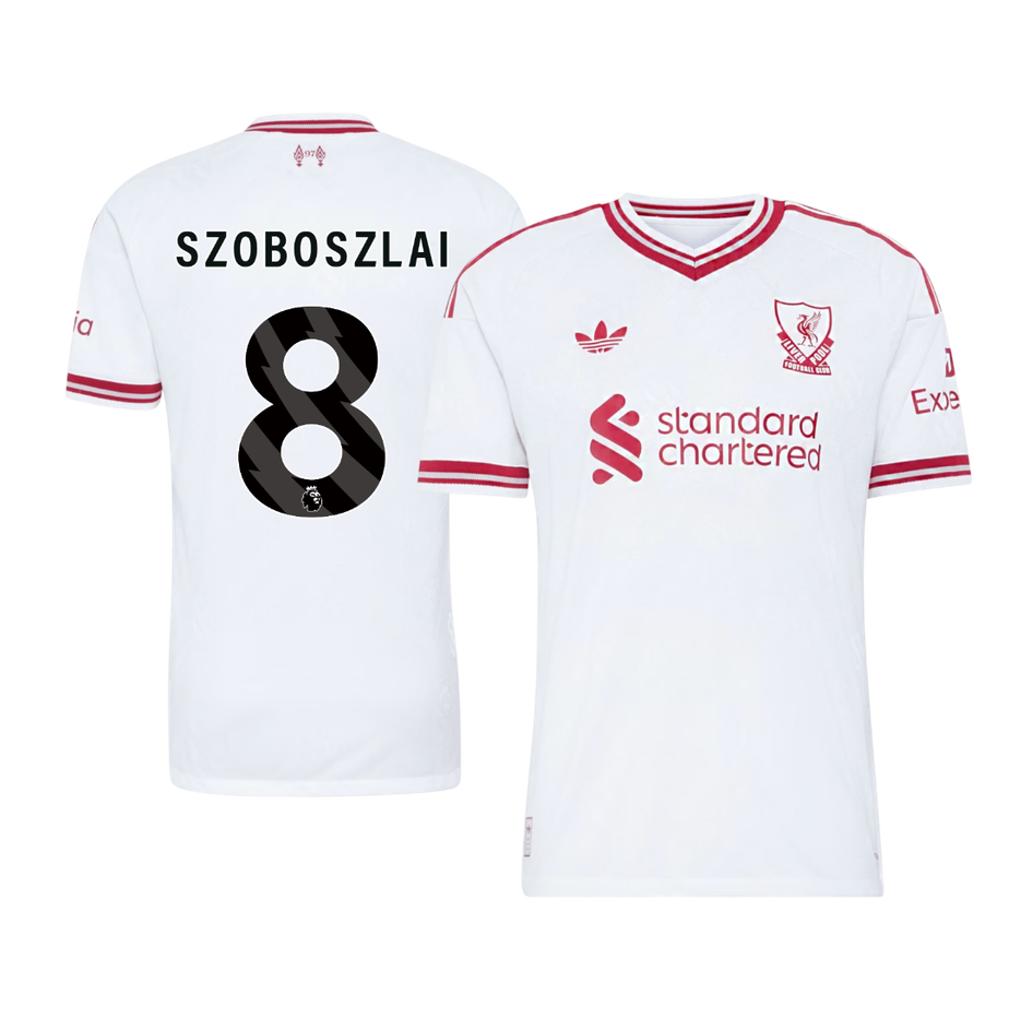 Versão do Jogador SZOBOSZLAI #8 Liverpool Fora Futebol Camisas 2026/27 Branco