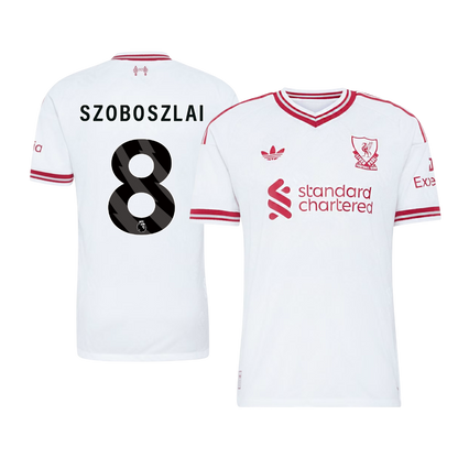 Versão do Jogador SZOBOSZLAI #8 Liverpool Fora Futebol Camisas 2026/27 Branco