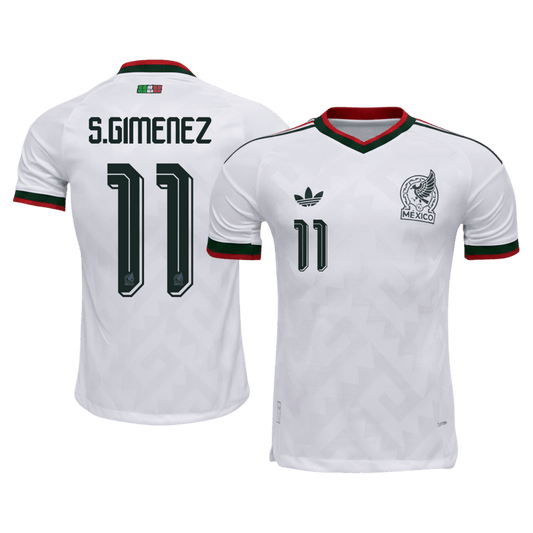 Versão do Jogador S.GIMENEZ #11 Mexico Fora Copa do Mundo Futebol Camisas 2026 Branco